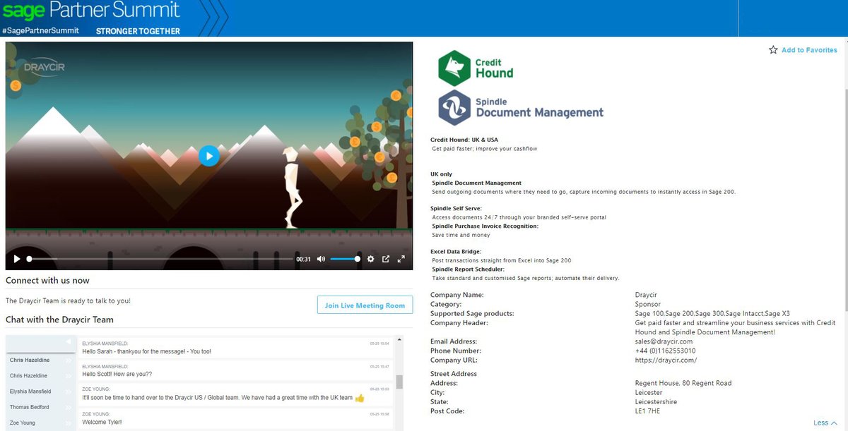 draycir's tweet photo. As day 2 of the #SagePartnerSummit progresses, there is still time to visit our virtual stand and talk to one of our friendly team! Come and say hi! @SagePartners #CreditHound #SpindleDocumentManagement https://t.co/8PKQVHqBK7