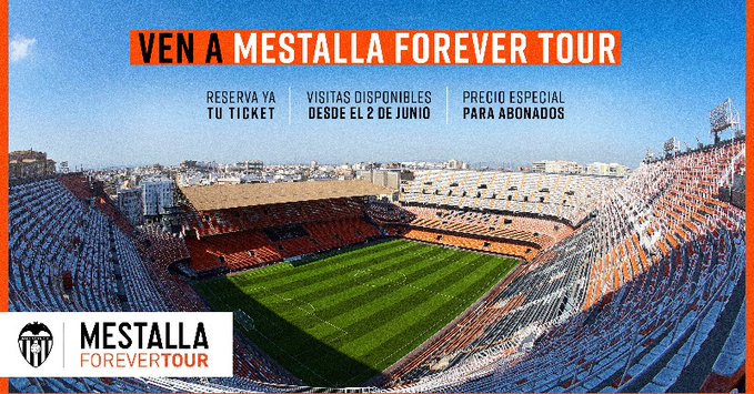 valenciacfArab's tweet photo. #جولة_مستايا🏟️ تفتح أبوابها من جديد ابتداءً من 2 يونيو 🤩

يمكنك شراء تذكرتك الآن 👇👇

https://t.co/KQWtvsD2EQ

#JuntsAnemAMUNT 
#PeopleVCF https://t.co/f09syEf7Y1