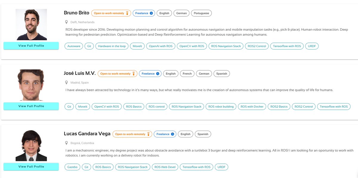 _RicardoTellez_'s tweet image. 15 ROS Developers have already received job offers at the List of ROS Developers for Hiring (buff.ly/2PLvkX8). What are you waiting to put your profile on the list? 
Instructions here buff.ly/3fmZrOB (everything is free)
#ROSDeveloper