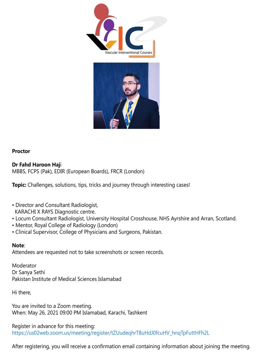 Next Radiology Session, tonight 9 pm in sha Allah. Anyone can attend. Please get registered. 

Link: lnkd.in/ePJSs9k 

Please share with your colleagues and residents. JazakAllah Khair.

 #globaleducation #mentorship #radiology