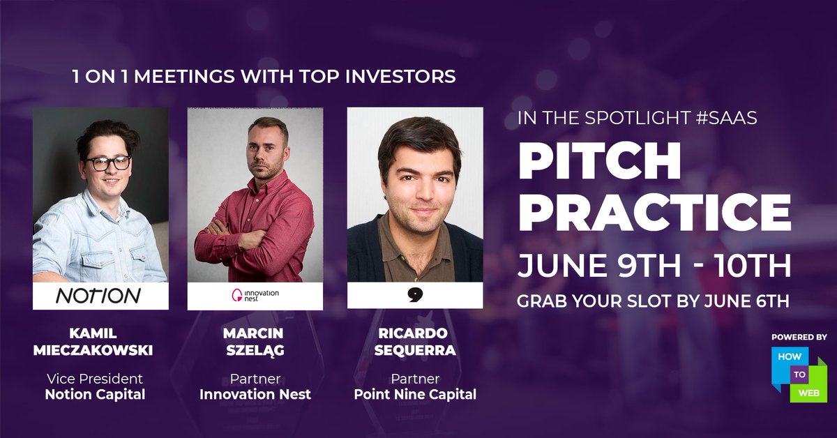 How to Web (@how_to_web) on Twitter photo SaaS startups get ready to pitch your idea in front of leading VC funds looking to invest in SaaS businesses at the upcoming Pitch Practice event.
<a href="/NotionCapital/">Notion Capital</a>, <a href="/innovationnest/">Innovation Nest</a> & <a href="/PointNineCap/">Point Nine 🇺🇦</a> are joining us to offer candid feedback on your deck and pitch delivery. SaaS startups get ready to pitch your idea in front of leading VC funds looking to invest in SaaS businesses at the upcoming Pitch Practice event.
<a href="/NotionCapital/">Notion Capital</a>, <a href="/innovationnest/">Innovation Nest</a> & <a href="/PointNineCap/">Point Nine 🇺🇦</a> are joining us to offer candid feedback on your deck and pitch delivery.