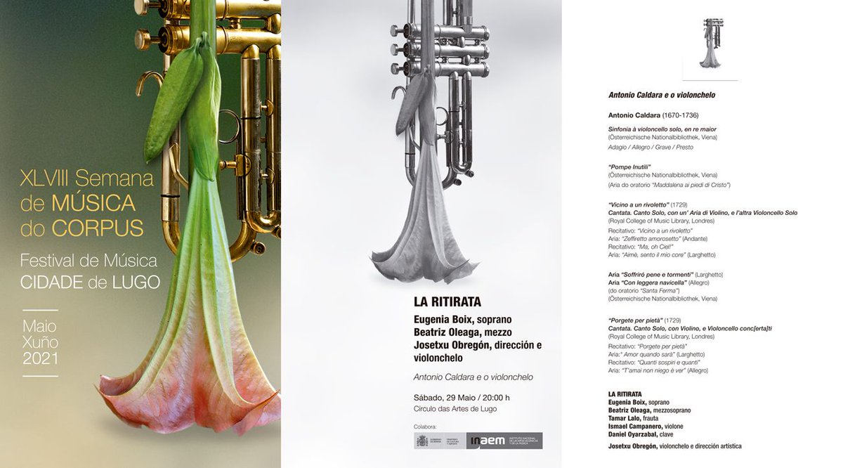 Este es el programa que interpretaremos junto a <a href="/EugeniaBoix/">Eugenia Boix</a> y <a href="/BeatrizOleaga/">Beatriz Oleaga</a> el próximo sábado (29 de mayo) en el <a href="/CirculoArtes/">Círculo de las Artes</a> de Lugo para la "XLVIII Semana de Música do Corpus" del Festival de Música Cidade de Lugo. [entradas agotadas]