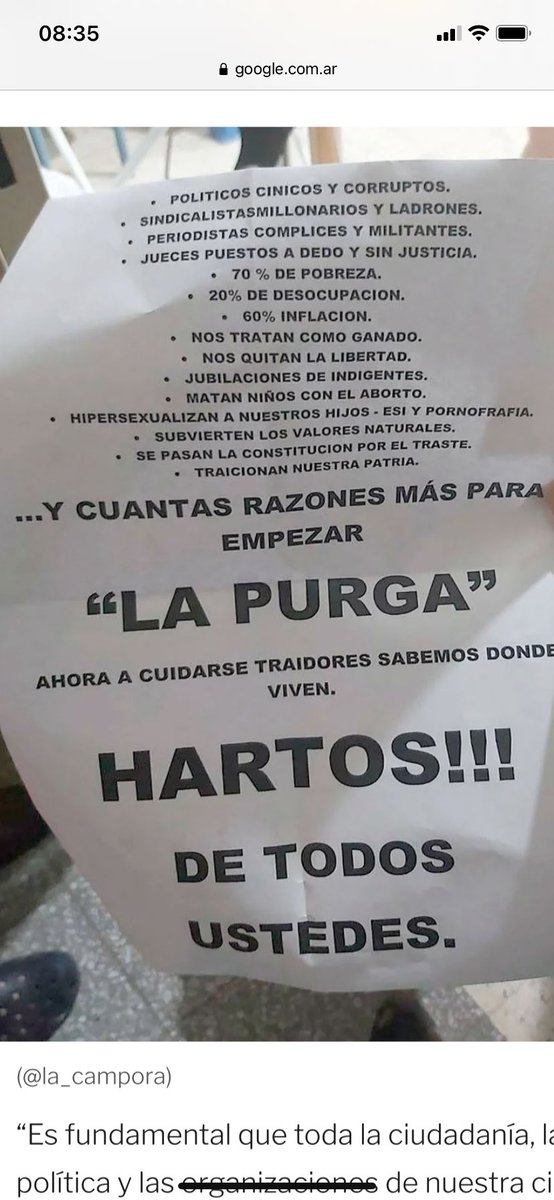 Estos actos violentos y golpistas no pueden ser tolerados, la derecha debe aprender a respetar la voluntad popular, desde el anonimato quienes hicieron esto no son ningunos improvisados, y definitivamente no fueron la sra ni el sr enojados con el aislamiento