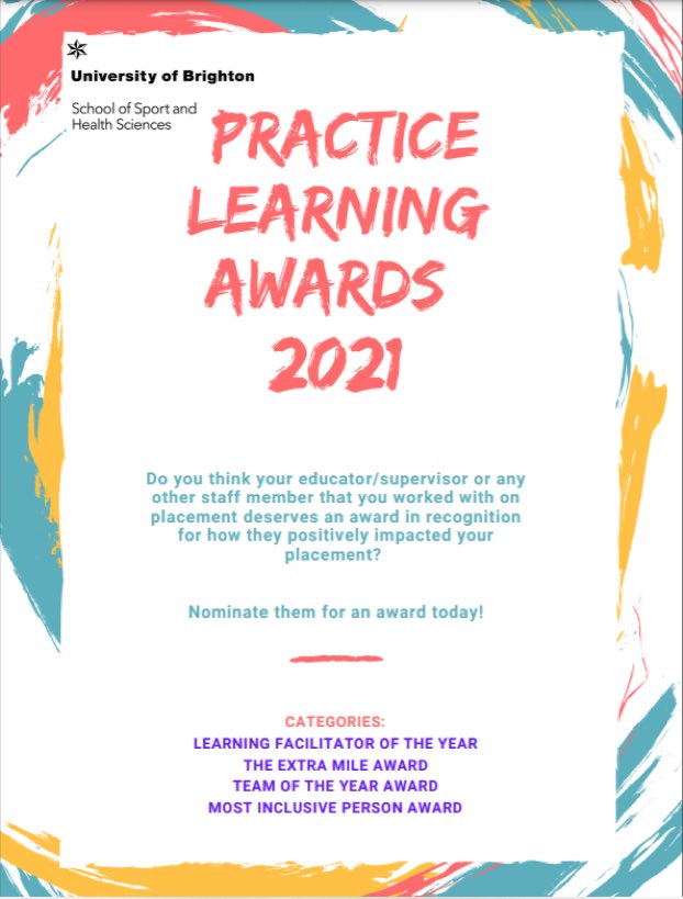 We’d love our students to nominate those educators, supervisors and assessors in practice who have gone the extra mile to support your learning. Get nominating!!! (Details have been emailed)