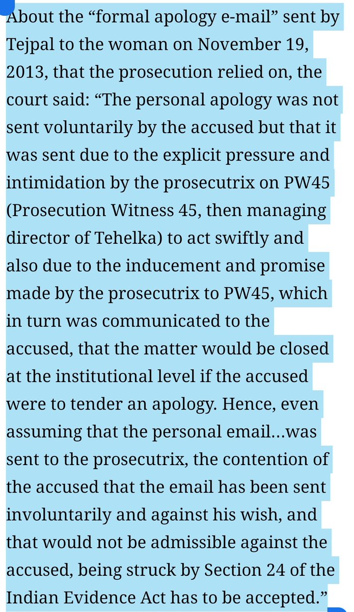 copylefft's tweet photo. @pratyasharath This takes the cake! While the court accepts that Tejpal was in a position of power in relation to the prosecutrix, the same doesn't hold true when it comes to his non-apology of an apology letter in which he admitted to what he stood accused of. "Liberal" ho to 7 rape maaf! https://t.co/uDvdG7NDkj