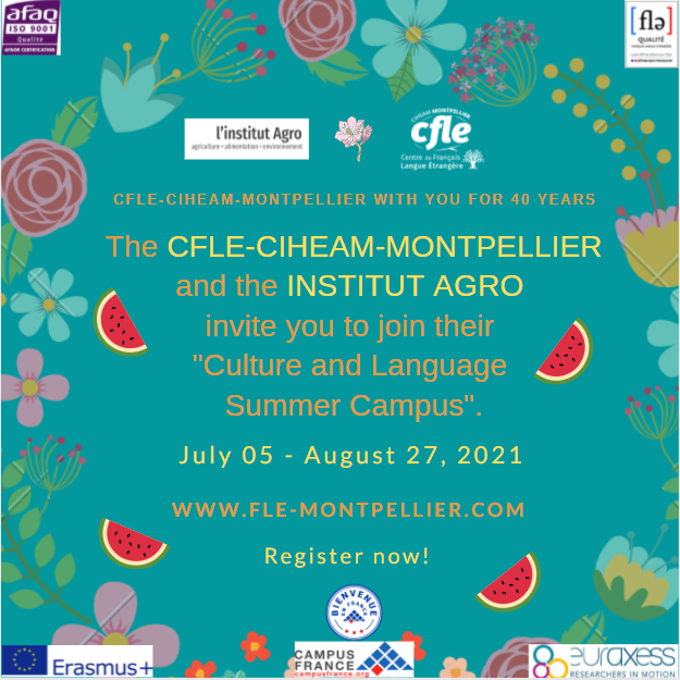 Summer is coming! 🍒
Come join us at our next #Summer classroom Campus in strict compliance with sanitary rules!
Under the sun of #Montpellier come refresh yourself by deepening your knowledge in #French 🇫🇷
Website: fle-montpellier.com

#FLE #learnFrench #Frenchcourses