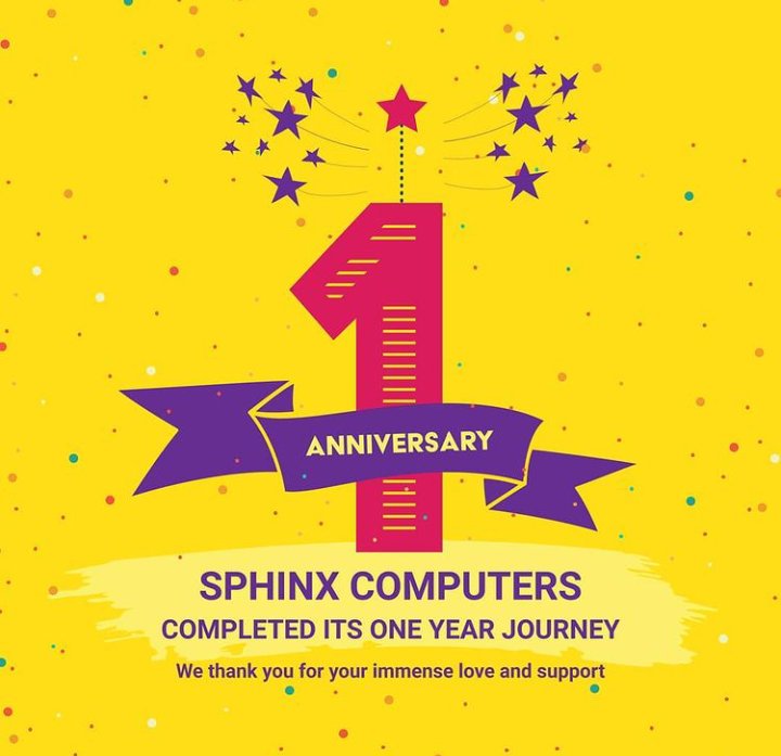 SphinxComputers's tweet image. Here we are today, celebrating the 1st Anniversary of #sphinxcomputers 🥳. We would like to thank each one of you for being a part of this journey❤️. We thank the respected brand vendors, our national and regional distributors and most importantly our fellow gamer and creators🙌.
