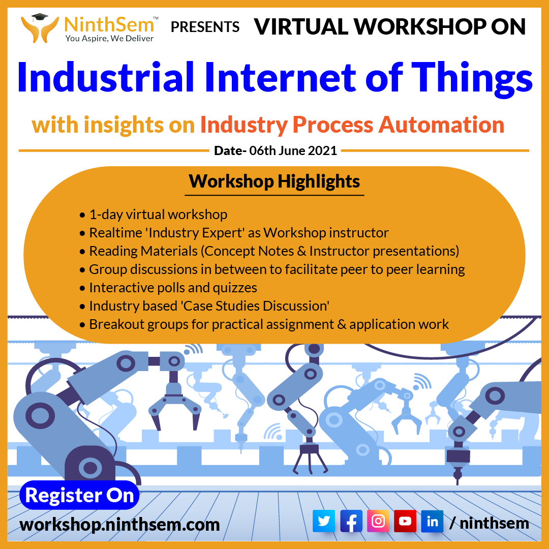 NinthSem's tweet photo. Get geared up, as we present before you a virtual workshop on Industrial Internet of Things. Register yourself and get a chance to be a part of the workshop with multiple benefits.
.
.
.
#NinthSem #WorkshopAlert #workshop #IoT #iotdevices #industryexpert #engineers #automation https://t.co/Ac01YdMCGd
