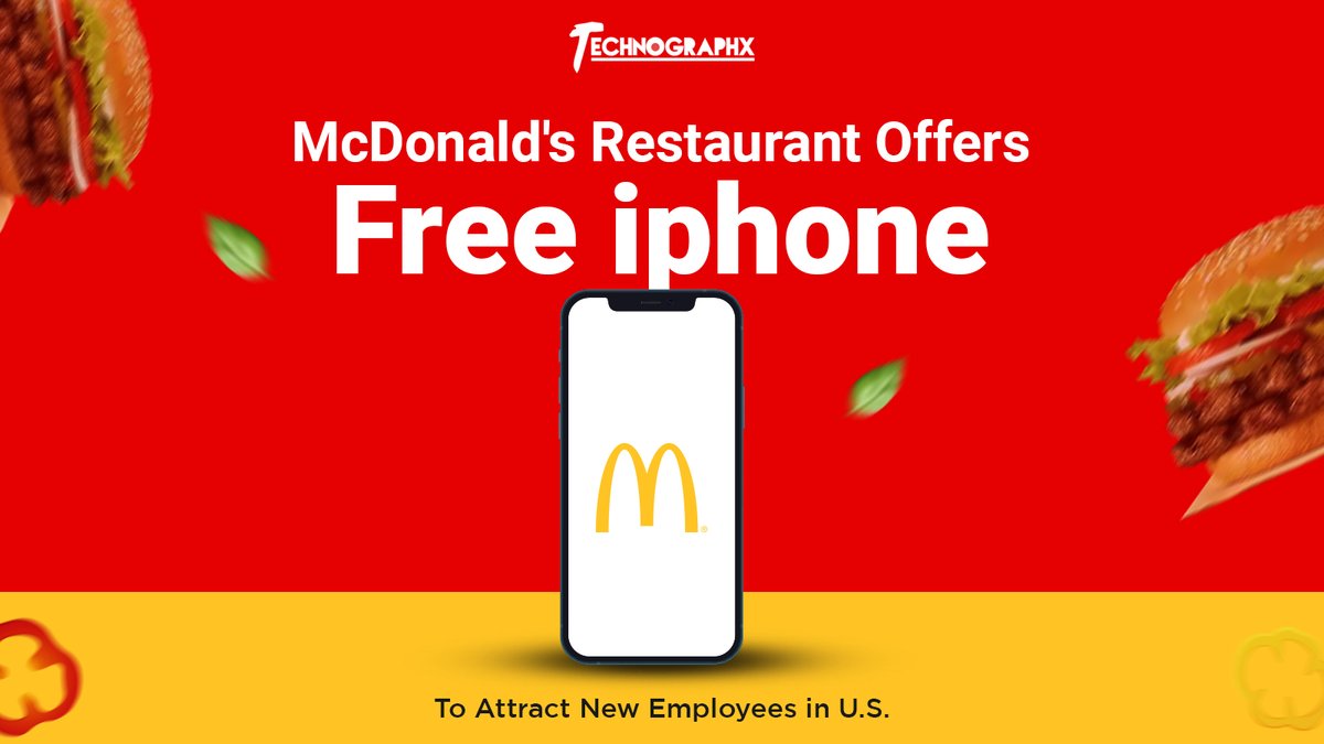 technographx's tweet image. McDonald&apos;s Restaurant Offers Free iPhones to Attract New Employees in U.S.

what do you think about this marketing strategy?

Know more marketing strategy: bit.ly/3qrowLq

#McDonalds #iphone #apple #samsung #plus #xiaomi #s #pro #oppo #iphonex #android #smartphone #vivo