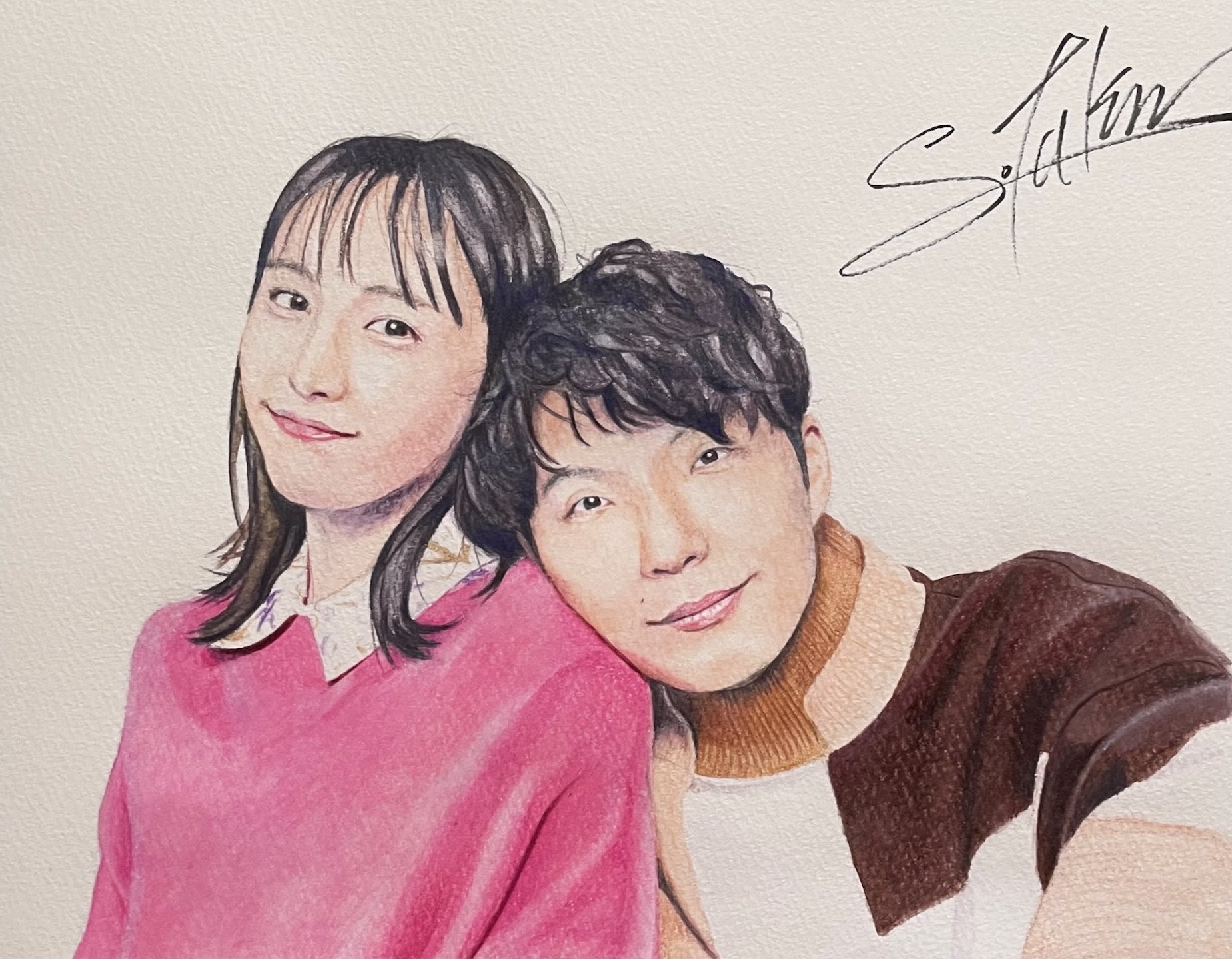 タッカー 水彩色鉛筆 逃げ恥 新垣結衣 星野源 ご結婚おめでとうございます Gen Senden 新垣結衣 ガッキー 星野源 源ちゃん 逃げ恥 逃げ恥婚 逃げ恥婚おめでとう 新垣結衣イラスト 星野源イラスト イラスト 絵 アート Art 画 色鉛筆