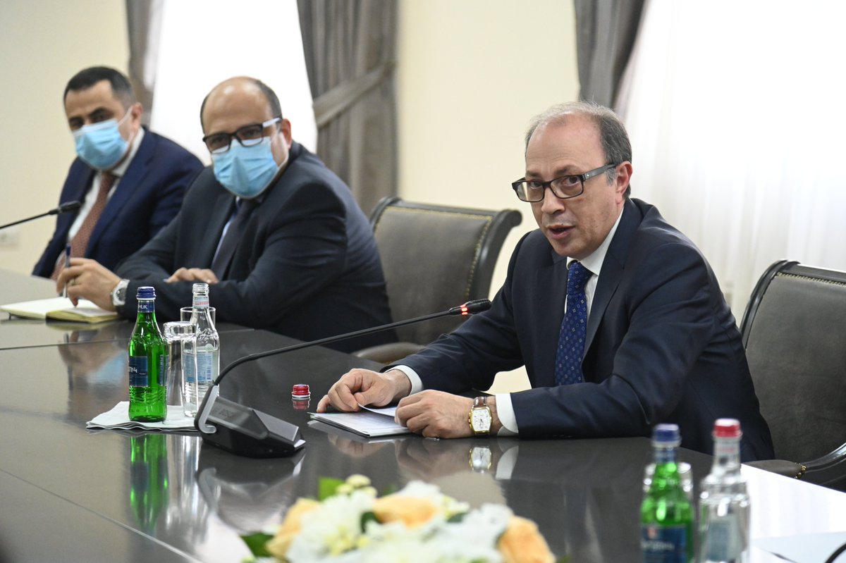 MFAofArmenia's tweet photo. Acting FM @Aivazian_Ara։"Encroachment on #Armenia's territorial integrity is direct consequence of war unleashed by #Azerbaijan against ppl of #Artsakh, their right to #selfdetermination & life, & inadequate intl & reg response to AZ actions towards undermining regional peace." https://t.co/ccHQyrBSpG