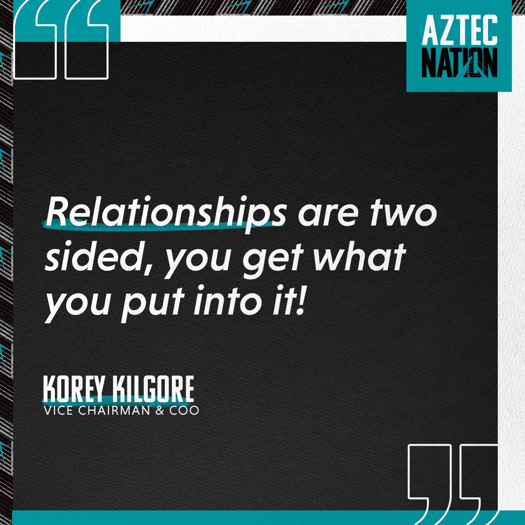 AztecNationLLC's tweet photo. Our COO, @KoreyKilgore with words of wisdom about dedicating time and energy into a relationship to keep it well-functioning! 💯
#AztecNation #Wednesday https://t.co/YzczOoc9rl