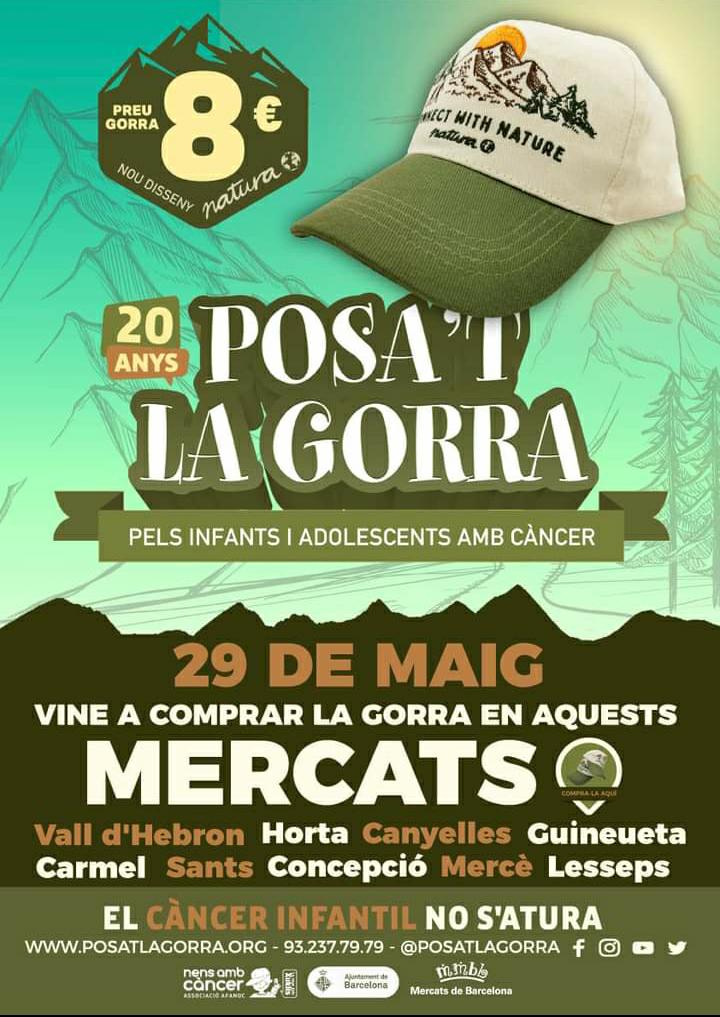 mercatdelamerce's tweet photo. Les Festes de la gorra que es fan arreu del territori permeten compartir amb la societat la realitat de les famílies amb un infant o adolescent amb càncer d’un entorn lúdic i festiu, contribuint així a normalitzar la malaltia. Vine dissabte 29 i compra la gorra més fanfarrona!!! https://t.co/q3VCHe64oD
