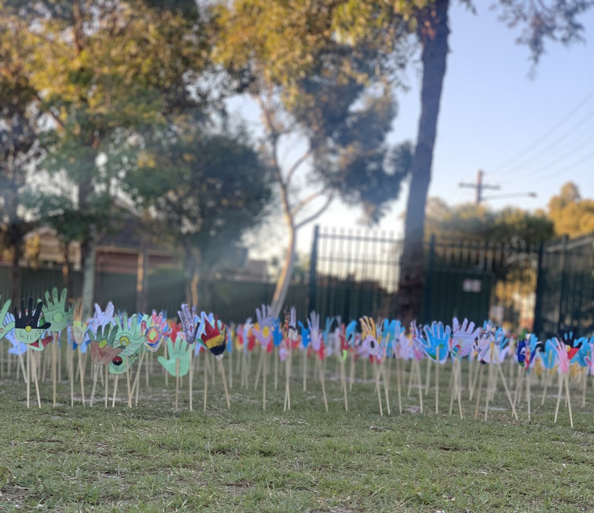 RamsgatePS's tweet photo. 🖐🏽 @RamsgatePS Sea of hands which was made and placed by each and every student in the school! #NationalSorryDay #SorryDay #LoveWhereYouLearn https://t.co/k99umxqQQA