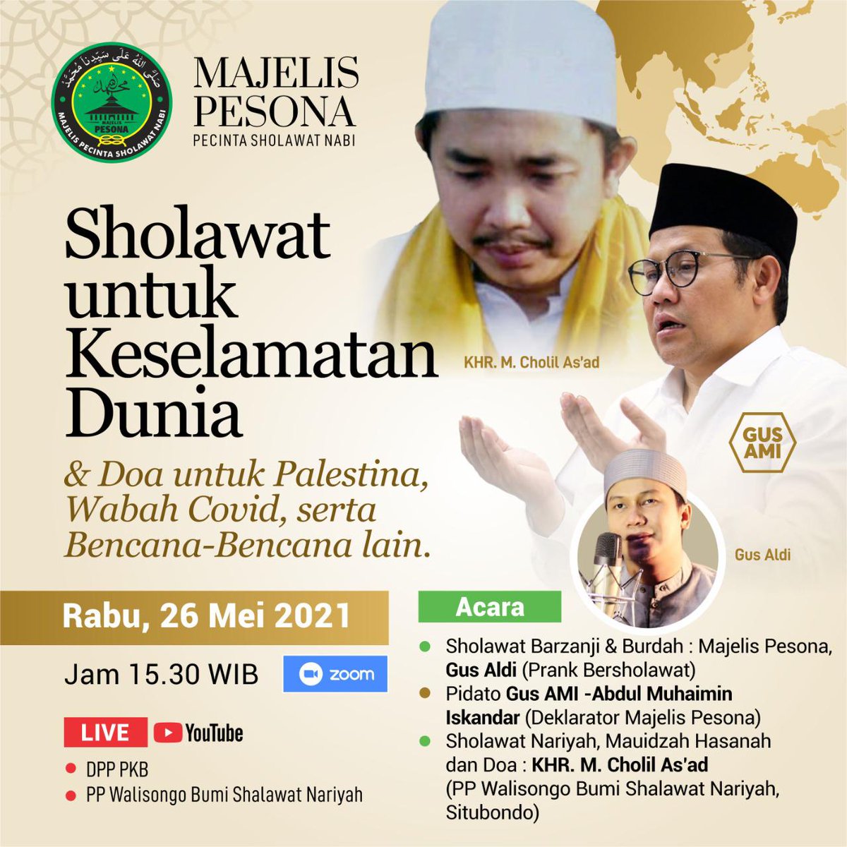 Ach_Falut's tweet photo. Keselamatan Indonesia &amp; Dunia Sangat Penting, Inilah Ikhtiar Sholawat untuk berdoa melalui Majelis Pesona bersama Para Kyai, Ulama dan Gus Ami  agar Indonesia &amp; Dunia dlm keadaan Aman, Damai Dan Sejahtera. 

@DPP_PKB
@cakimiNOW
@EmHasanuddin
@halimiskandarnu

#GusAmiBersholawat https://t.co/7eoW4Qeu4I