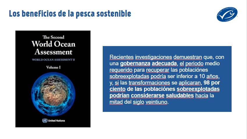 MSCenEspana's tweet photo. Los oceános podrían ser un 40% más productivos si adoptamos una pesca sostenible, comenta @laurarzugasti directora de @MSCenEspana 
#JuntosMejorMSC #AzulinaConMSC #ComunicarPescaSostenible #PescaSostenible #MaresParaSiempre #SelloAzul https://t.co/GhPfxxyP58