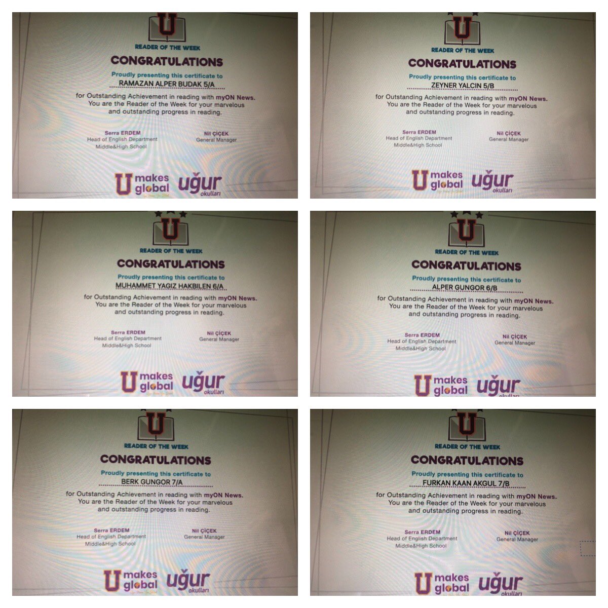 renata_tuncer's tweet photo. Congratulations to our weekly readers of Myon books &amp; Myon news💜✌🏻💜#umakesyouglobal #UmakesUglobal @ugur_okullar @balgatortaokul @nilcicek @ardaergez @seazra @ozlemsonmez14 @BANU_BAKIR @TeacherMerve https://t.co/vq7ZJKY1HH