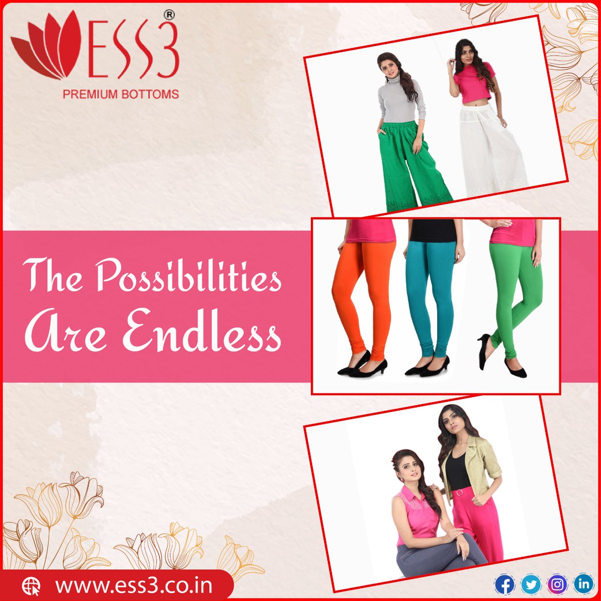 its_Ess3's tweet photo. Style is a way to say who you are without having to speak.
Call us for #ess3 Premium #Collection :- 6291579939
Visit Now : https://t.co/GmWPlF7ePE
#Leggings #Trendy #BestCollection #BestFabric #FeelComfort #Latest #Fashions #Premium #Cotton #girlswear #fashion #onlineshopping https://t.co/t83I13pt3u