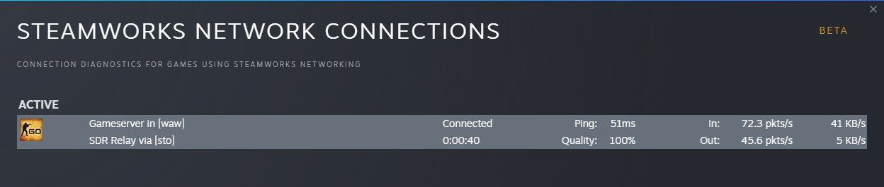 There's a new Steamworks network connection diagnostics window in the ...