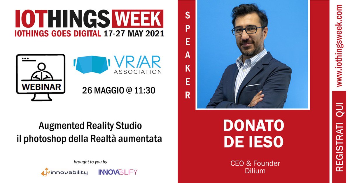 _dilium's tweet photo. 👨🏻‍💻Alle 12:35 non perderti la presentazione di Augmented Reality Studio, il photoshop della #realtàaumentata, all’#IoThingsWeek 2021. Al webinar sono presenti i migliori casi d'uso di AR/VR nell'Enterprise. 👉 Registrati https://t.co/ATFFkmeB8h https://t.co/A97IINerYa