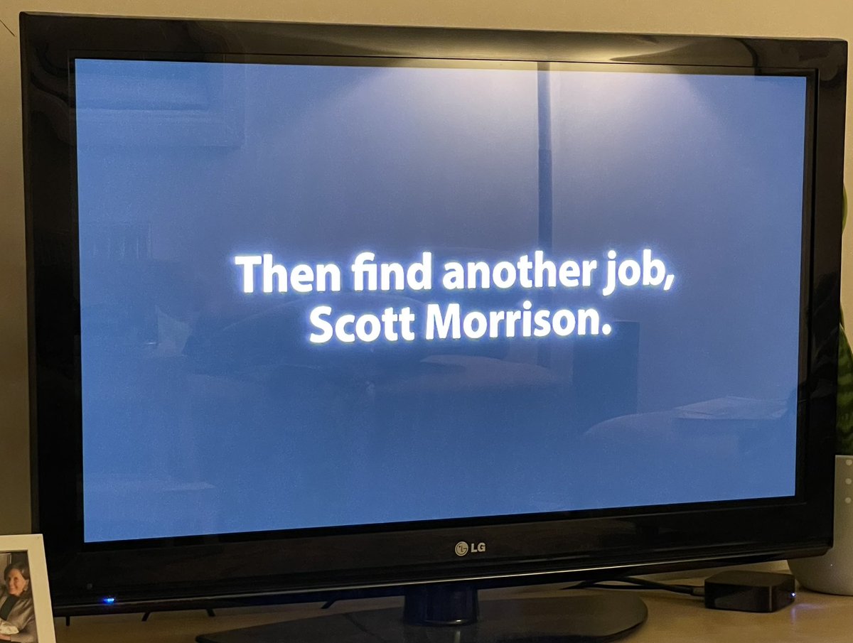 lhilakari's tweet image. Love it when you’re watching catch-up TV (MasterChef) and your ad telling the world that Scott Morrison never takes responsibility for anything comes on. 

This happened because you all chipped in a couple of bucks. 

Collective action works. 

#auspoI