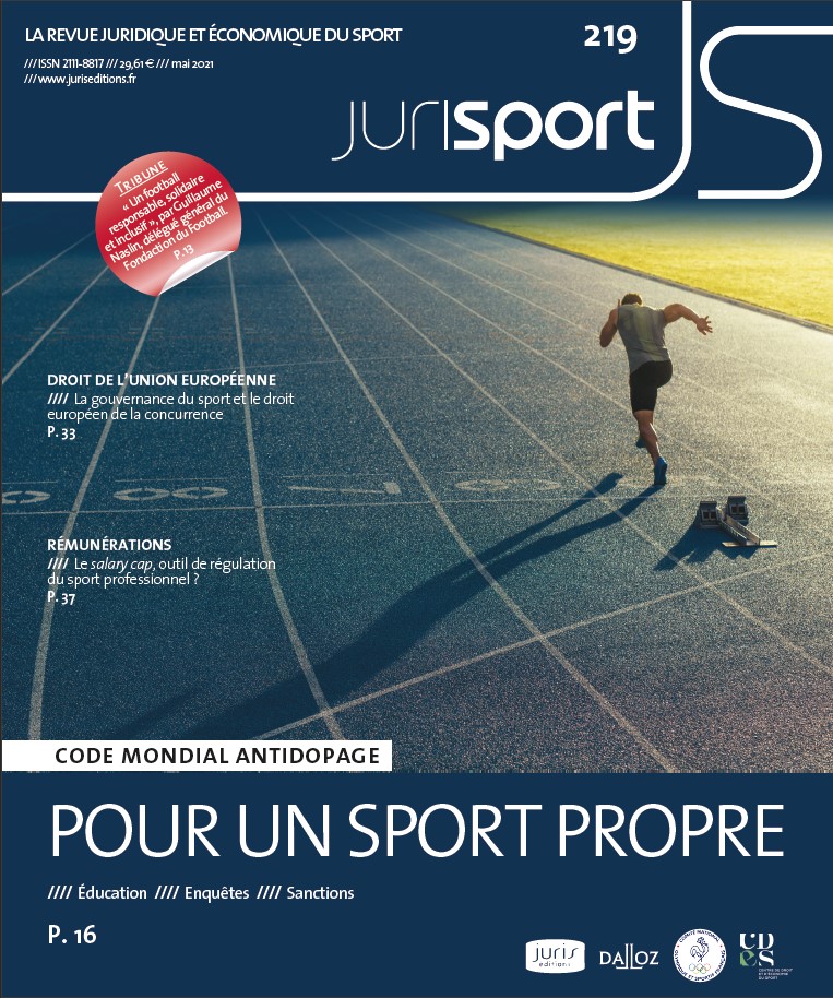 CDESLimoges's tweet photo. - Jurisport n°219 mai 2021 -

Au programme :
➡️Un dossier qui analyse l'édition 2021 du code mondial antidopage dans toute sa complexité et son originalité, coordonné par @skander_karaa. 
➡️La tribune de @G_Naslin : "Un football responsable, solidaire et inclusif". https://t.co/fT5QUxkztV