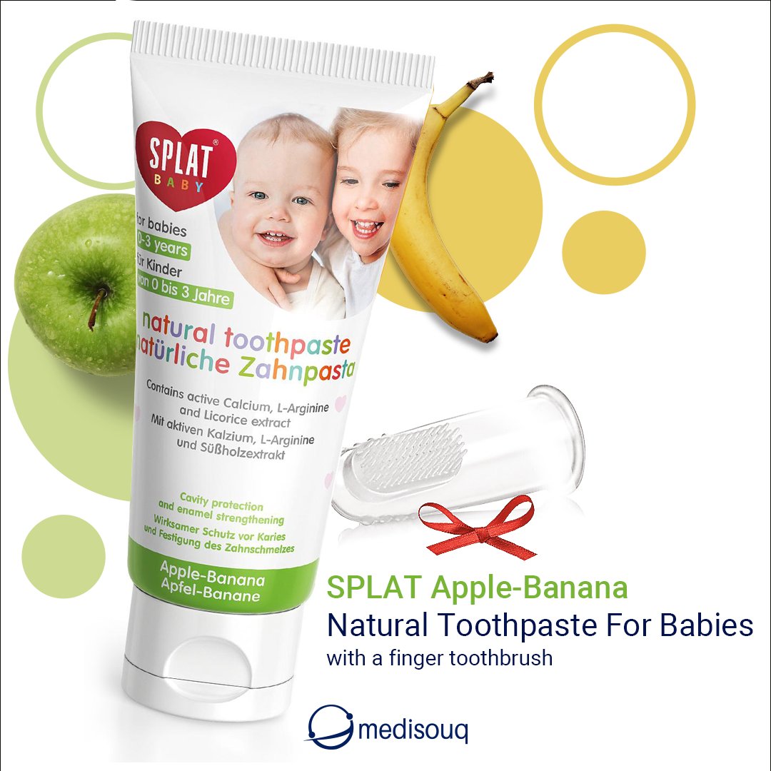 medisouqcom's tweet image. Look after your little ones with this natural toothpaste and finger toothbrush. It strengthens tooth enamel, protects gums and reduces sensitivity during teething.⁣
⁣
#babytoothbrush #babytoothpaste #teething #medisouq