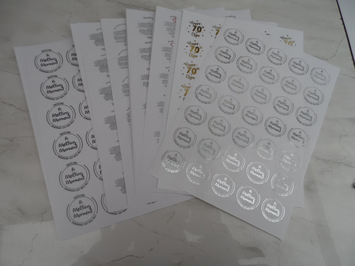LAInkPrintingS1's tweet photo. More foiled lovelyness, its great to have to odd different order to break up all the #CLP stickers we do #Candlestickers #meltstickers #foiledstickers #MHHSBD https://t.co/eLP9xA00LZ