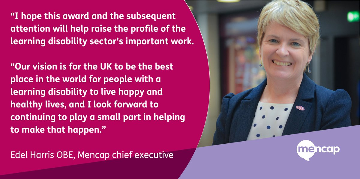 mencap_charity's tweet image. We are delighted our chief executive @EdelHarris has been awarded an OBE by The Queen. 😀

Her years of service to the public sector, charity, and to people with a #LearningDisability have been recognised with this incredible honour. 👏

Many congratulations, Edel Harris OBE! 🎉