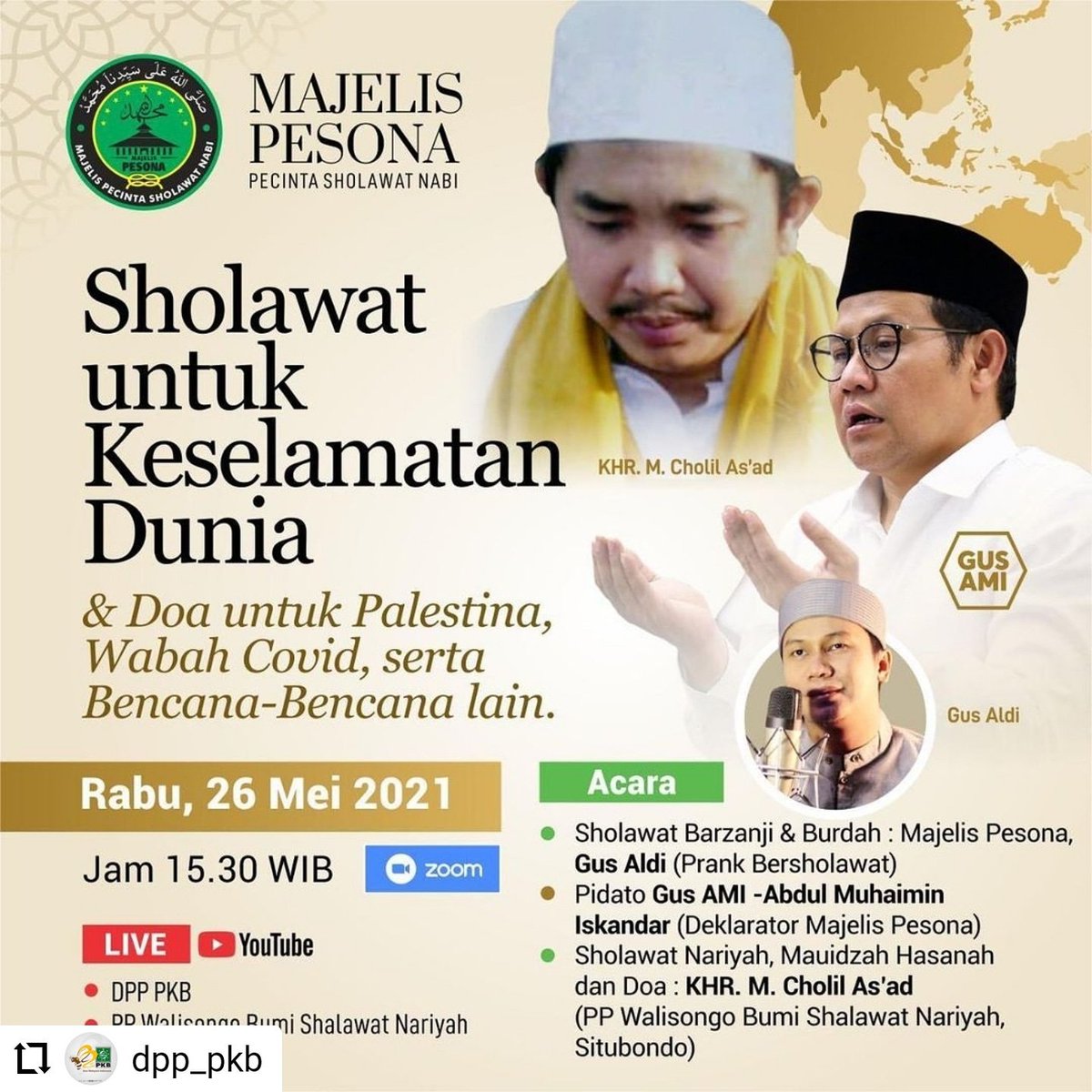 Sholawat untuk Keselamatan Dunia &amp; Do’a untuk Palestina, Wabah Covid-19

<a href="/dpp_pkb/">DPP PKB</a>
<a href="/cakiminow/">A Muhaimin Iskandar</a>
<a href="/emhasanuddin/">M Hasanuddin Wahid</a>
<a href="/dpwpkbjabar/">DPW PKB JABAR</a>
<a href="/syaifulhooda/">Syaiful Huda</a>
@acep_jamaludiin
@baladidi8
<a href="/udad78/">GeertBryden Iwasaki</a>

#Gusamibersholawat
#gusamipresiden2024 #gusAMIsaja #gusami #sumedangmakalangan