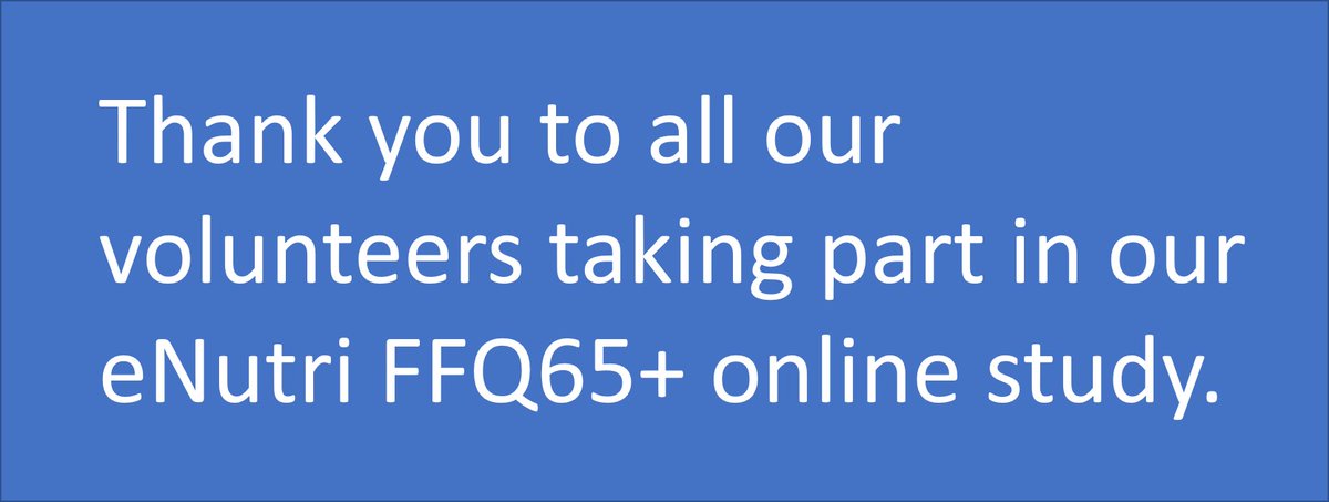 eNutri_FFQ's tweet photo. The eNutri team would like to say a big thank you to all those who have signed up take part in our online study. 
If you are aged 65+ and would like to join the study, please visit https://t.co/JktOmL6mdy for more information. We look forward to welcoming more participants! https://t.co/17YfLidIFD