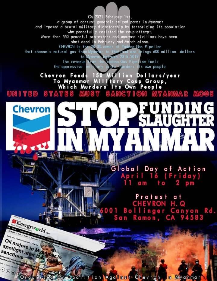 VincentBrossel's tweet photo. Today is General Assemby of #US #oil and #gas company @chevron
STOP FUNDING SLAUGHTER IN #Myanmar
STOP FUNDING SLAUGHTER IN #Myanmar
STOP FUNDING SLAUGHTER IN #Myanmar
STOP DESTROYING #Amazon
#AntiChevronDay @TrueCostChevron @antichevron
#Burma #Chevron
@Total @PPouyanne https://t.co/fZJ40xVTZH