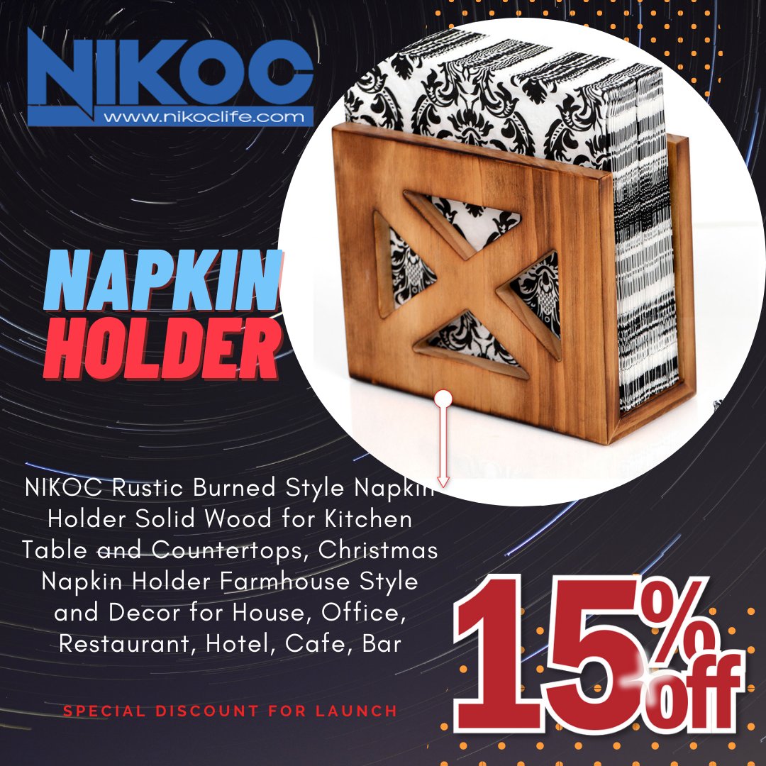 nikoclife's tweet photo. Napkin Holder Rustic Burned Style​
NIKOC Rustic Burned Style Napkin Holder Solid Wood for Kitchen Table and Countertops, Christmas Napkin Holder Farmhouse Style and Decor for House, Office, Restaurant, Hotel, Cafe, Bar
napkin holder
napkin holders for tables https://t.co/GNKcTEHjvs