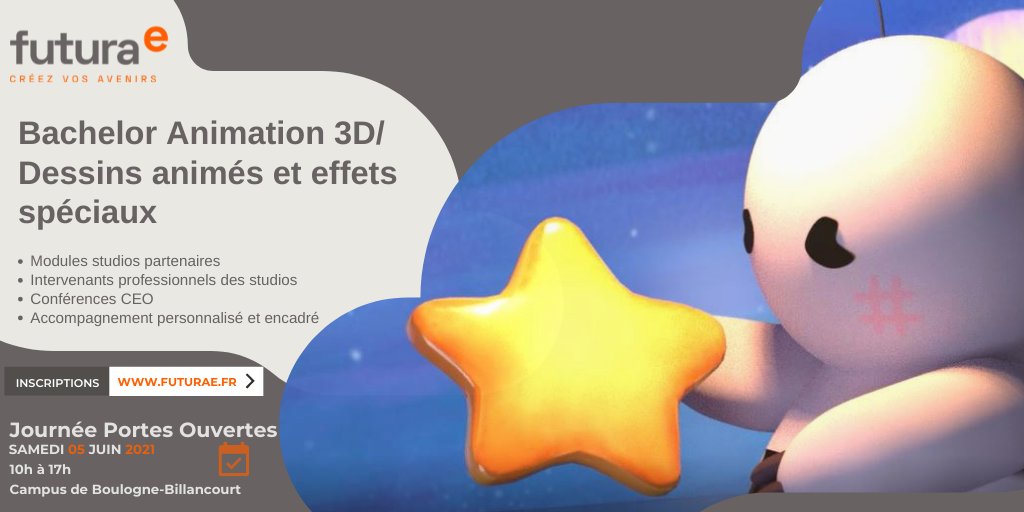 futuraeEdu's tweet photo. #Focusformation
Rejoignez une école certifiante des métiers de l'animation 3D et d'effets spéciaux d'aujourd'hui et de demain
Inscrivez-vous sur : https://t.co/KbJm1V8nn9🚀
#Animation3d #effetsspéciaux #postbac #Bachelor #BoulogneBillancourt #JPO https://t.co/d66Juf6YsZ