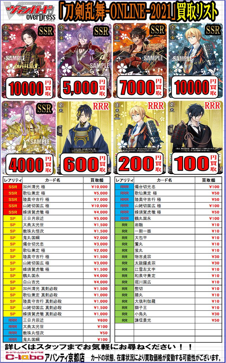 ヴァンガード 刀剣乱舞 サインの買取が高すぎるよ 当たりは トレカ速報
