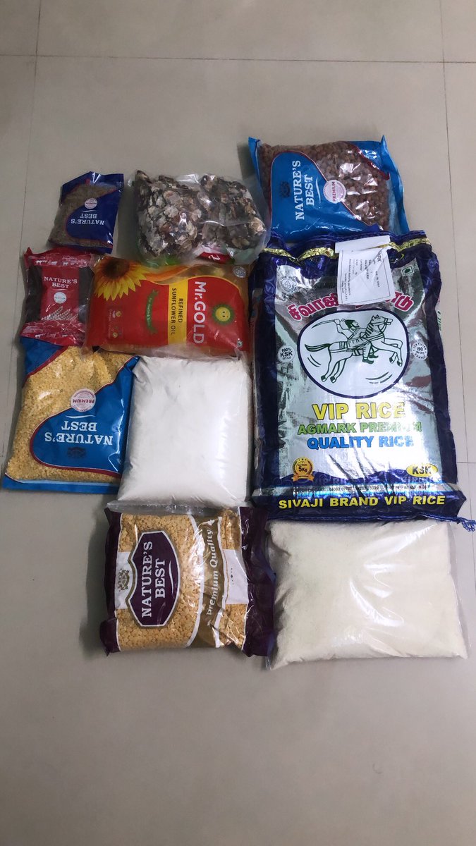 AbarnaSRaman's tweet photo. We are providing free groceries for needy people

The list what we giving 

1. Rice 5kg
2. Oil 1ltr
3. Tamarind - 1/2kg
4. Black channa - 1/2kg
5. Toor dal - 1kg 
6. Moong dal - 1/2kg 
7. Mustard- 100gm 
8. Jeera - 100gm 
9. Aata - 1kg 
10. Rava - 1kg 
.
.
#AbarnaSundarramanTrust https://t.co/p7Iclb3KJJ