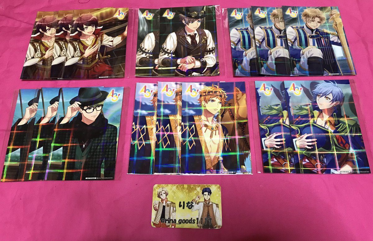 (交換)
A3 キラキラカード アニメイト フェア 特典 プレイバック
譲）咲也 ☆真澄 綴 ☆至 シトロン ☆千景
天馬 椋 ☆三角 九門
太一 ☆左京 ☆莇
☆紬 丞 ☆密 誉
求）今弾 万里&gt;十座
ブロマイドコレクション 万里
ましコレ ピカレスク 万里&gt;十座
プレイバック 臣
エーステ 秋単独 左京＆東
⬇️続