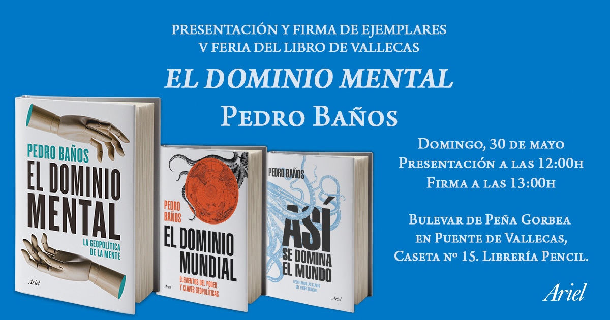 geoestratego's tweet photo. El domingo 30 nos vamos a #Vallecas!!
A las 12.00, charlaremos sobre #ElDominioMental.
Y a partir de las 13.00, estaré encantado de firmarte los libros.
Una excelente oportunidad para vernos y conversar un rato.
¡Te espero! https://t.co/y3lzTXzMVW