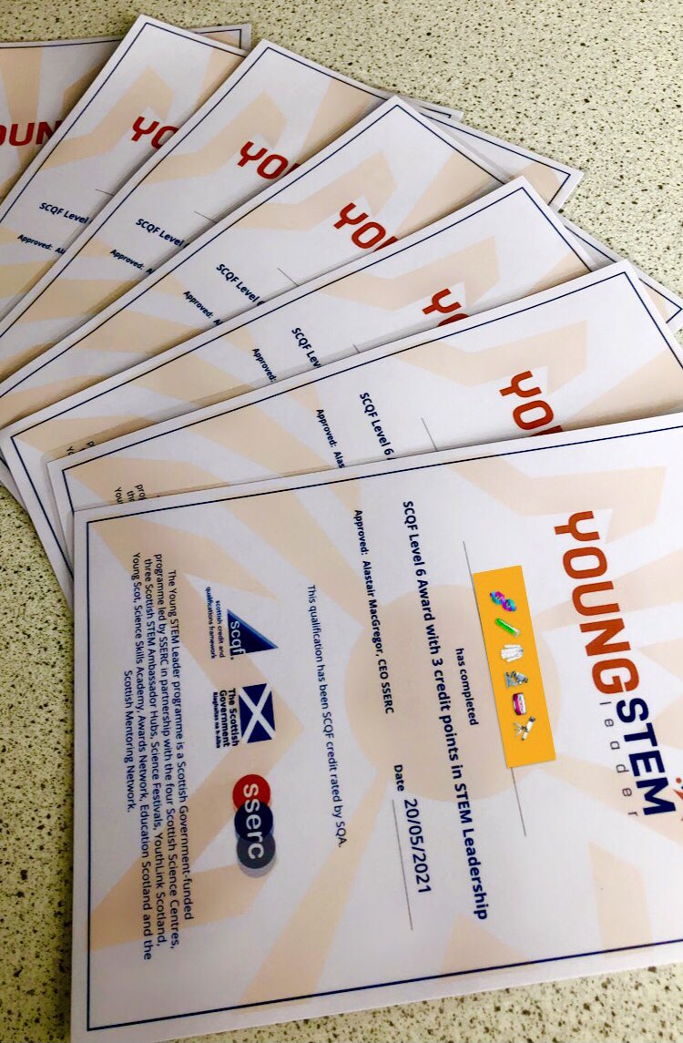 Huge Congratulations to our S6 pupils who have received their <a href="/YoungSTEMLeader/">Young STEM Leader</a> Level 6 award. Even during this crazy year they showed great leadership skills. Well done! 🙌🤩