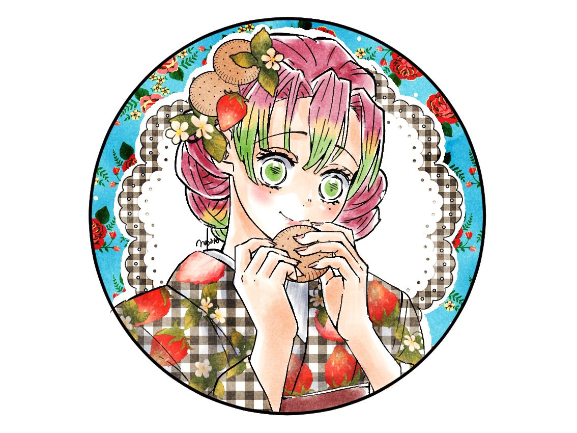 kanroji mitsuri 1girl japanese clothes pink hair mole under eye solo green eyes mole  illustration images