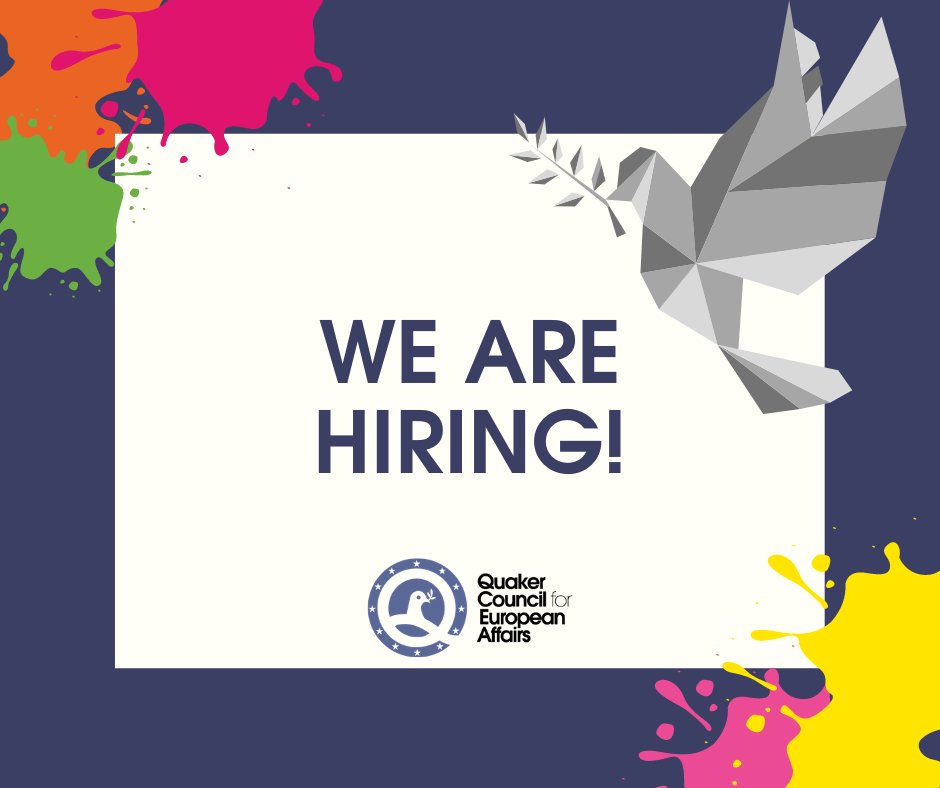 QCEA's tweet photo. We are looking for a peace programme assistant to join our team in September. You are interested? Find more information on our website: https://t.co/QlJ9W5qmWz #PeaceJobs #AdvocacyJobs #NGOJobs #Quakers #rsof #EUJobs #FBOJobs #BrusselsJobs #hiring #entryleveljobs https://t.co/b05GROeyJk