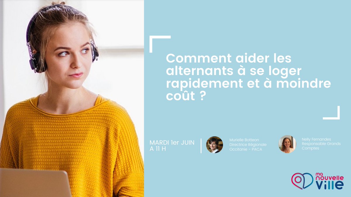 manouvelleville's tweet photo. [#ÉvénementMNV] « Comment aider les #alternants à se loger rapidement et à moindre coût ? » ➡️ https://t.co/jhuPpz8eZp #alternance #alternance2021 #MobilitéProfessionnelle #RH #DRH #CoachLogement #logement #mobilité https://t.co/f3drHI9dGx