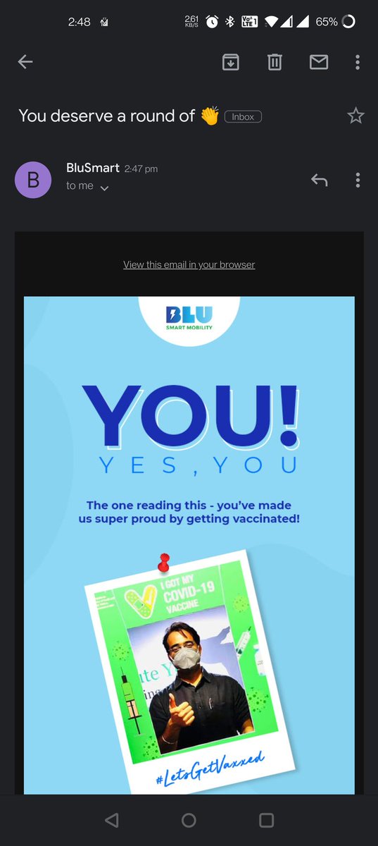 adi__ityadi's tweet image. @BluSmartIndia I didn't use your service to go the vaccination center. How do you if I'm vaccinated or not? 
What kind of #breachOfPrivacy  is this?