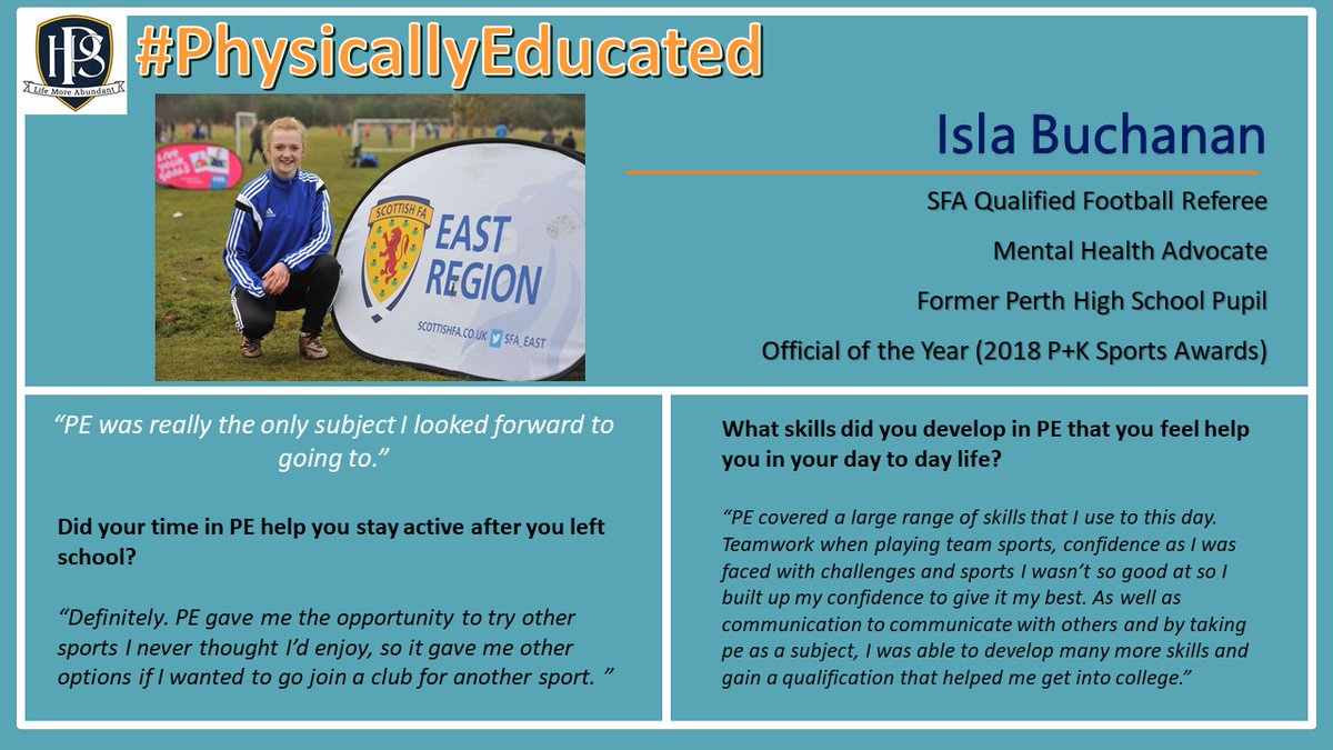 Perthhigh_pe's tweet photo. Next up on our #PhysicallyEducated series, after the incredible success of two former pupils on the pitch at the weekend, another former pupil on their way to big things on the football pitch - but this time as a referee!

@IslaBuchanan8 @PerthHighSchool @ScottishFA @ScotFAEast https://t.co/8y3B8AHOcn
