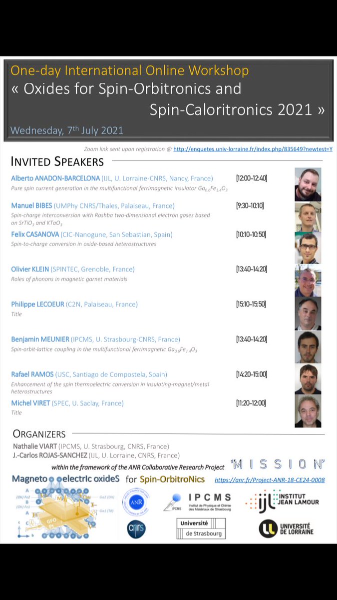 DanielePreziosi's tweet photo. Coming soon #spintronics #IPCMS @labo_IJL with special guests. Registration here https://t.co/YlH0wv8pcO https://t.co/3TVKnkU2qf