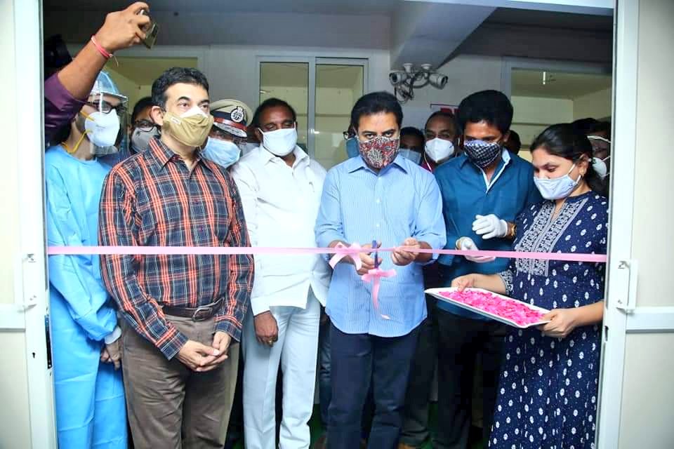 BTR_KTR's tweet photo. మాదాపూర్ హైటెక్ సిటీలో 100 ప‌డ‌క‌ల కొవిడ్ కేంద్రాన్ని రాష్ర్ట ఐటీ, మున్సిప‌ల్ శాఖ మంత్రి శ్రీ కేటీఆర్ బుధ‌వారం ప్రారంభించారు. ఈ కేంద్రంలో కొవిడ్ రోగుల‌కు ఉచితంగా ఐసీయూ సేవ‌ల‌ను అందించ‌నున్నారు. కొవిడ్ ఉచిత ఐసీయూ సేవ‌ల‌ను ఆశ్ర‌య్ సంస్థ ఏర్పాటు చేసింది. https://t.co/JMizJdQML4