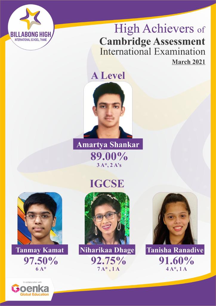 thane_fis's tweet photo. The IGCSE(Grade 10 ) and the A-Level (Grade 12) batch of 20-21 have proved 'If there is a will, there is always a way'.  
Create the world of your dreams. We are proud of you!
#eaxms #results #goenkaeducation #BHISThane #BillabongHighInternationalSchool https://t.co/wABAi388wG