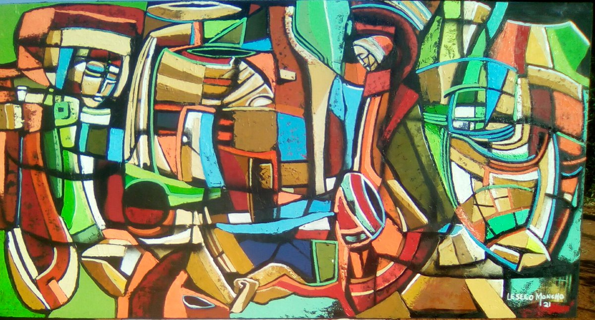 Artist: Lesego Moncho.
Title: ' Hot Summer Harvest Day '
Medium: Oil Impasto on stretched canvas.
Size: 1.40 X 80
South Africa.