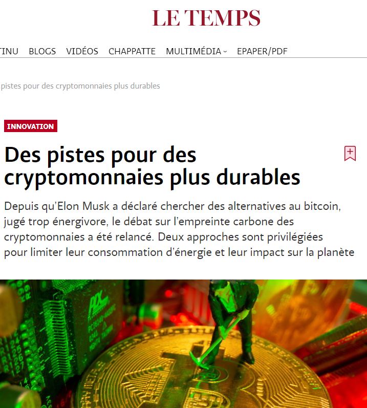 DeFiForGood's tweet image. Interviewed about solutions for sustainable cryptocurrencies in the Swiss @LeTemps newspaper. Want to know more about Decentralized Finance (DeFi) for good? Save your seat for the DeFi For Good conference on June 7th. defi-for-good.com #ESG #DeFi @energywebx