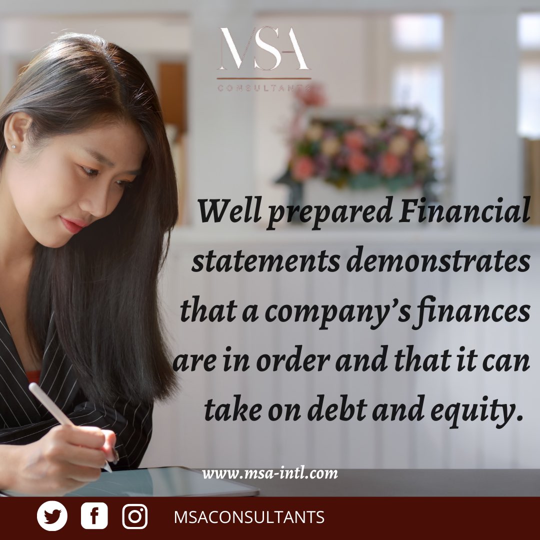 MSA_Consultants's tweet image. Let us help you keep your finances in order. Contact us.

Send us a Dm or visit our website for more questions or information.

msa-intl.com

#msaconsulting #msa #accounting #auditing #consulting #tax #finance #financialstatement #account #virtualaccountants #equity